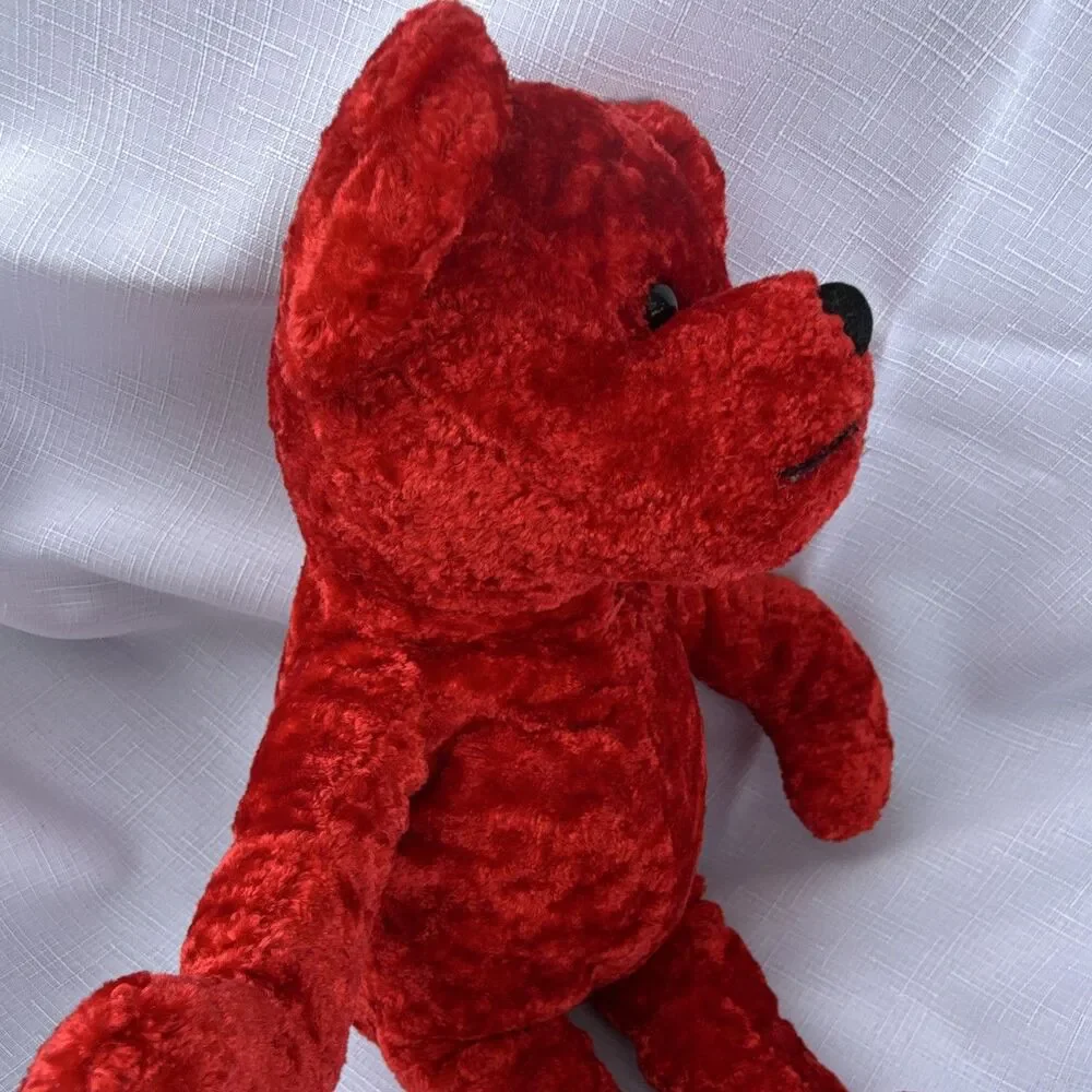 Vintage Circus Circus Vibrant Red Teddy Bear Plush Stuffed Animal 11